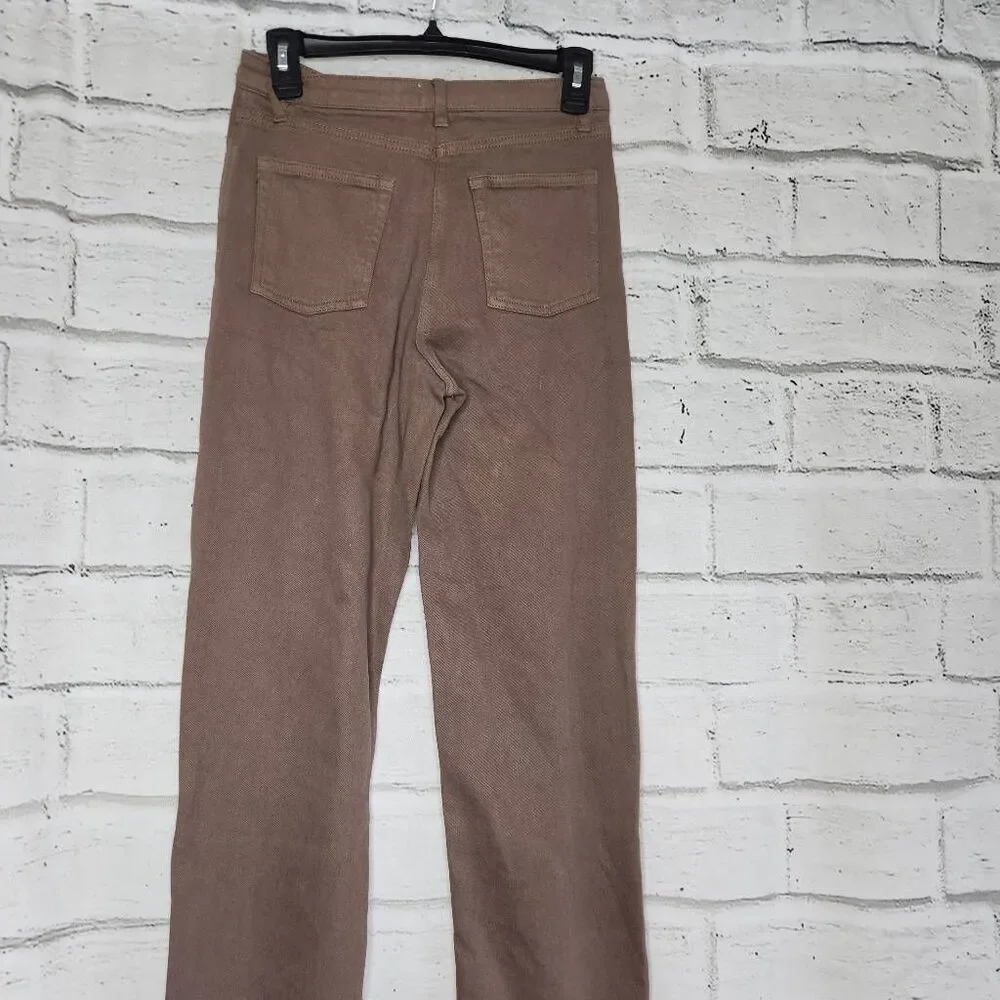Wilfred Free Aritzia Womens Brown The Melina High Rise Straight Leg Jeans Size 2
